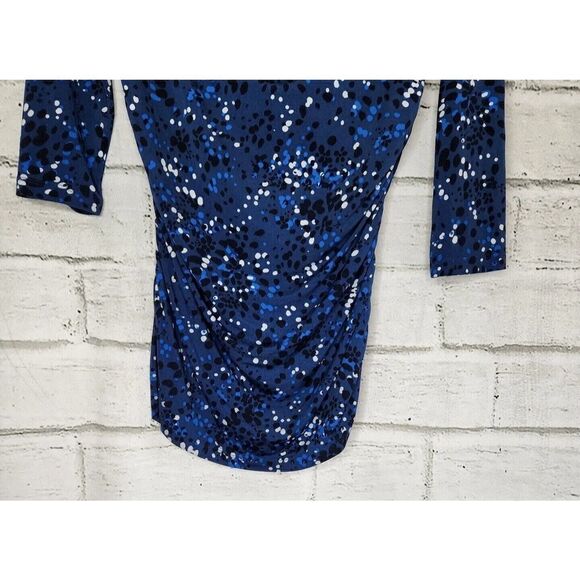 Long Tall Sally Blue black White Dots Womens Small Casual Long Sleeve Tunic - Picture 4 of 7